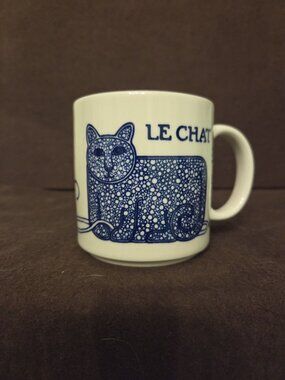 Vintage Taylor & Ng "Le Chat" 1978 Mug Blue Cat & Yarn Ball San Francisco